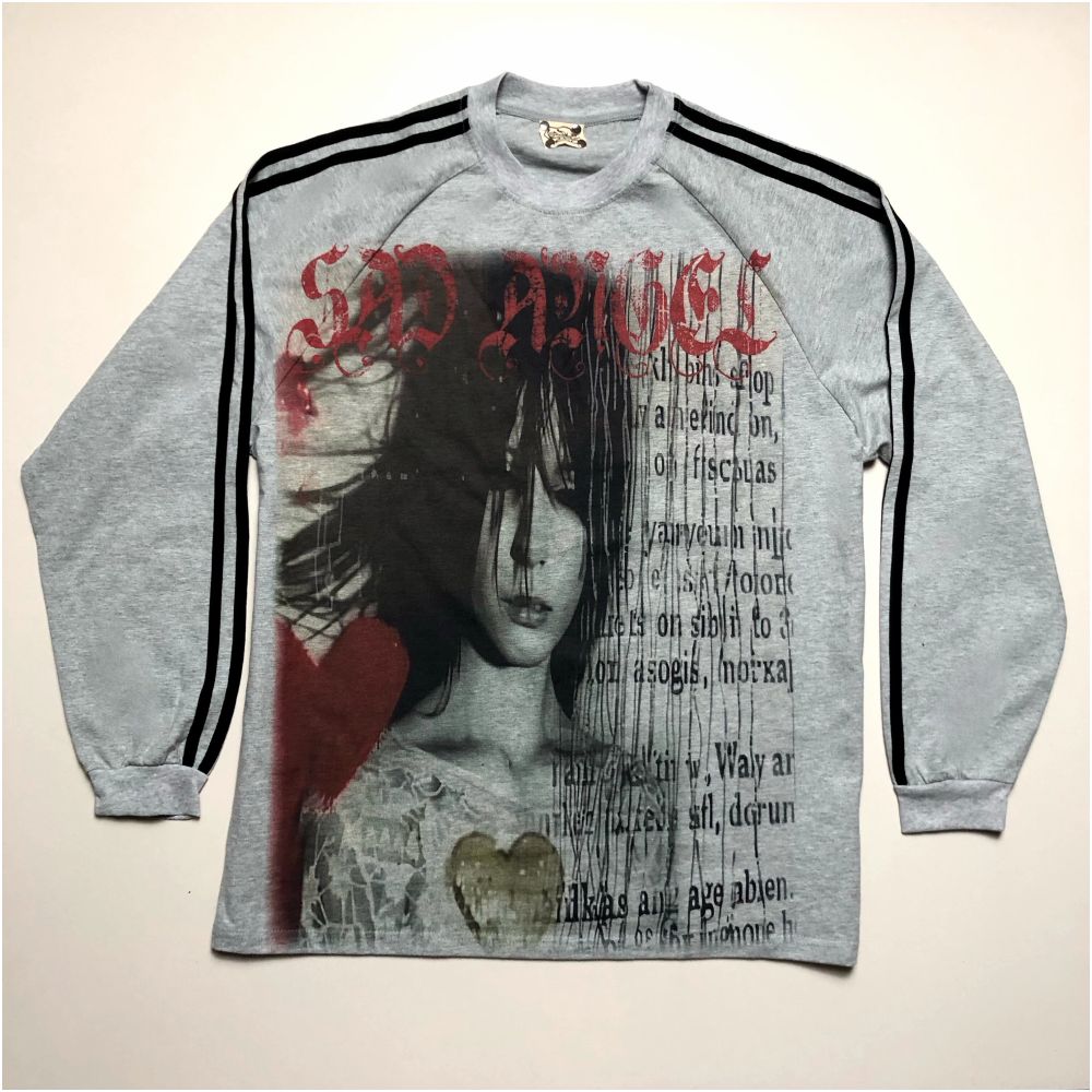 WEBBAR Original Punk Girl Pattern American High Quality Grey Long Sleeve Football Jacket NO 112 D image 1