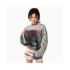 WEBBAR Original Punk Girl Pattern American High Quality Grey Long Sleeve Football Jacket NO 112 D image 2