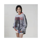 WEBBAR Original Punk Girl Pattern American High Quality Grey Long Sleeve Football Jacket NO 112 D image 3