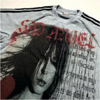 WEBBAR Original Punk Girl Pattern American High Quality Grey Long Sleeve Football Jacket NO 112 D image 4