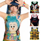 DeadEndKids original design cute print elastic slim fit millennium spicy girl Y2K casual sleeveless vest image 1