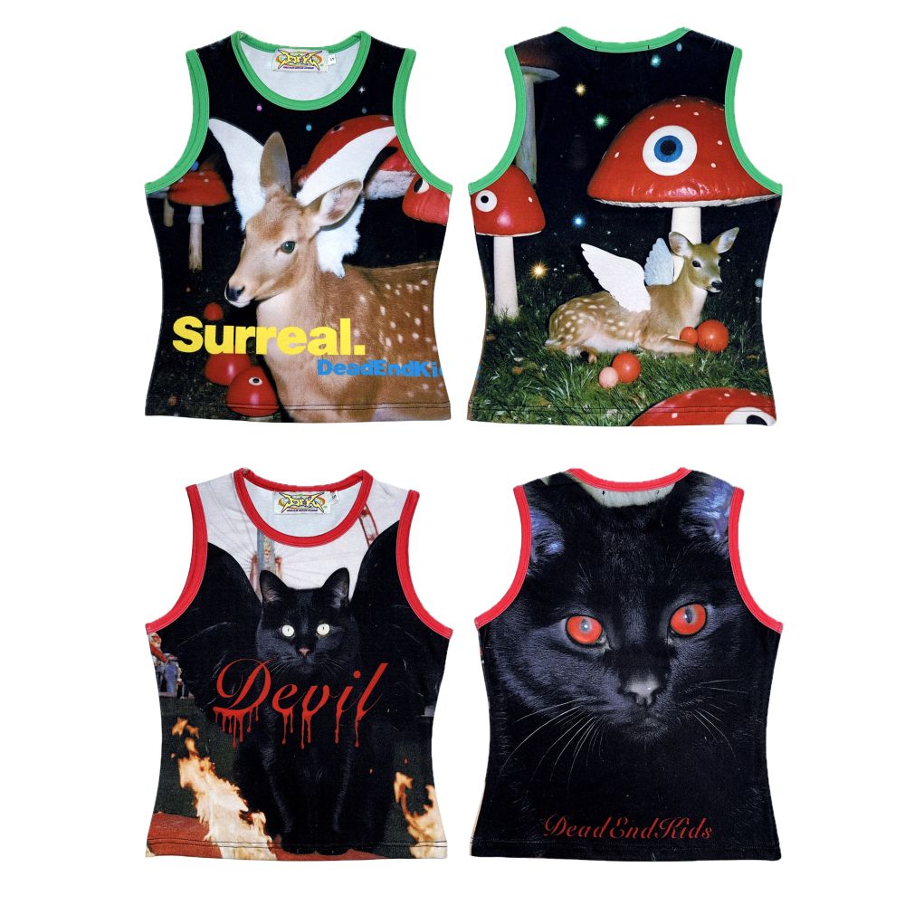 DeadEndKids original design cute print elastic slim fit millennium spicy girl Y2K casual sleeveless vest image 2