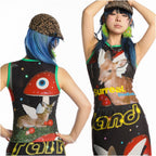 DeadEndKids original design cute print elastic slim fit millennium spicy girl Y2K casual sleeveless vest image 4