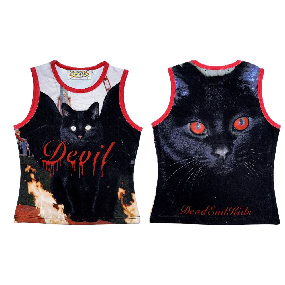 DeadEndKids original design cute print elastic slim fit millennium spicy girl Y2K casual sleeveless vest