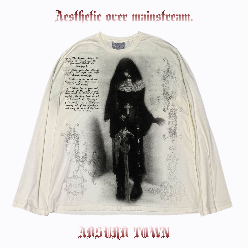 Absurd Town Stacks Dark Nuns Subculture Daily Dressing Guide Wasteland Rock Dirty Long Sleeve T shirt