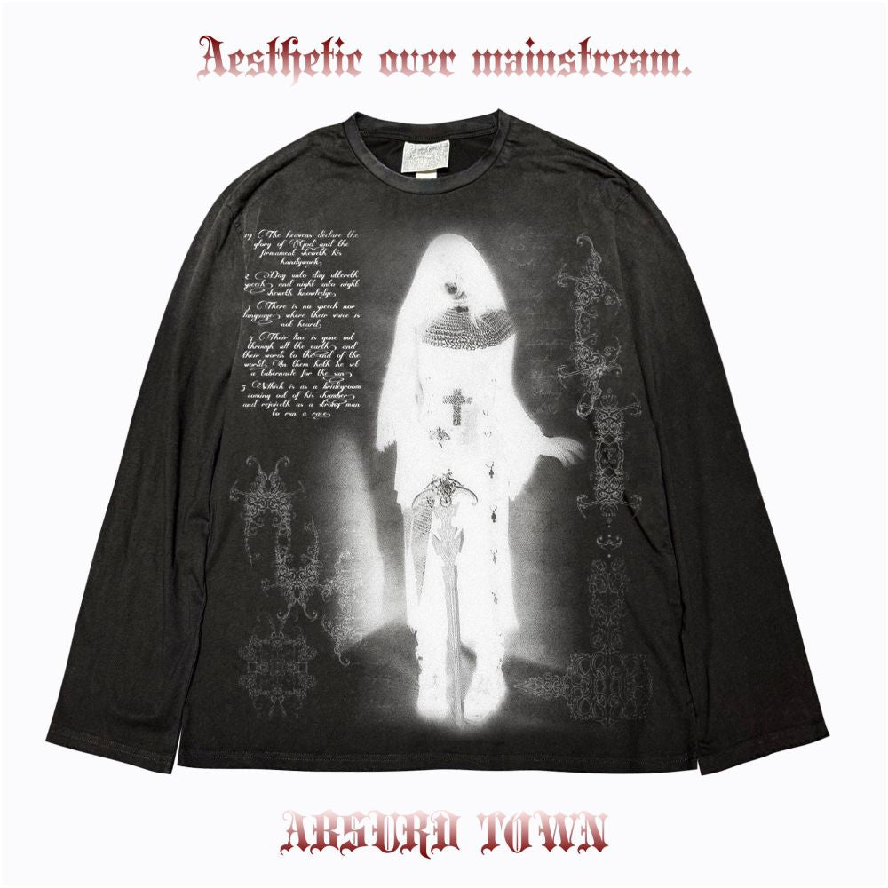 Absurd Town Stacks Dark Nuns Subculture Daily Dressing Guide Wasteland Rock Dirty Long Sleeve T shirt