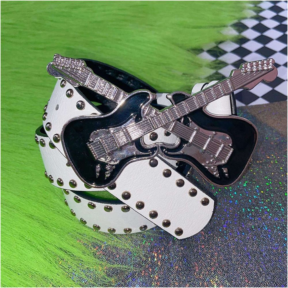 INS Harajuku Y2K Millennium Hot Girl European and American Street Style Letter Guitar Abi Rivet Hip Hop Niche Punk Belt image 2