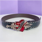 INS Harajuku Y2K Millennium Hot Girl European and American Street Style Letter Guitar Abi Rivet Hip Hop Niche Punk Belt