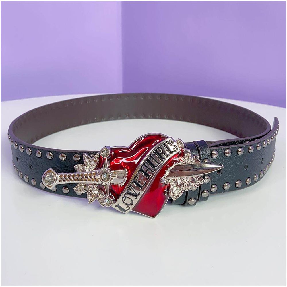 INS Harajuku Y2K Millennium Hot Girl European and American Street Style Letter Guitar Abi Rivet Hip Hop Niche Punk Belt