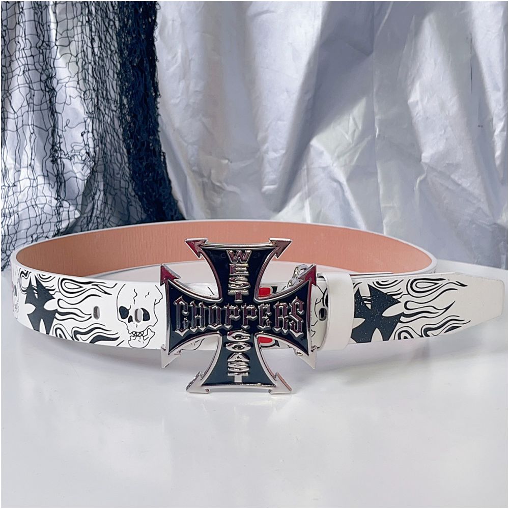 INS Harajuku Y2K Millennium Hot Girl European and American Street Style Letter Guitar Abi Rivet Hip Hop Niche Punk Belt