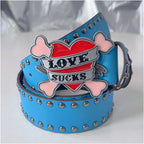 INS Harajuku Y2K Millennium Hot Girl European and American Street Style Letter Guitar Abi Rivet Hip Hop Niche Punk Belt