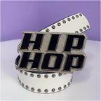 INS Harajuku Y2K Millennium Hot Girl European and American Street Style Letter Guitar Abi Rivet Hip Hop Niche Punk Belt