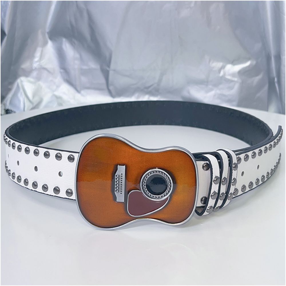 INS Harajuku Y2K Millennium Hot Girl European and American Street Style Letter Guitar Abi Rivet Hip Hop Niche Punk Belt