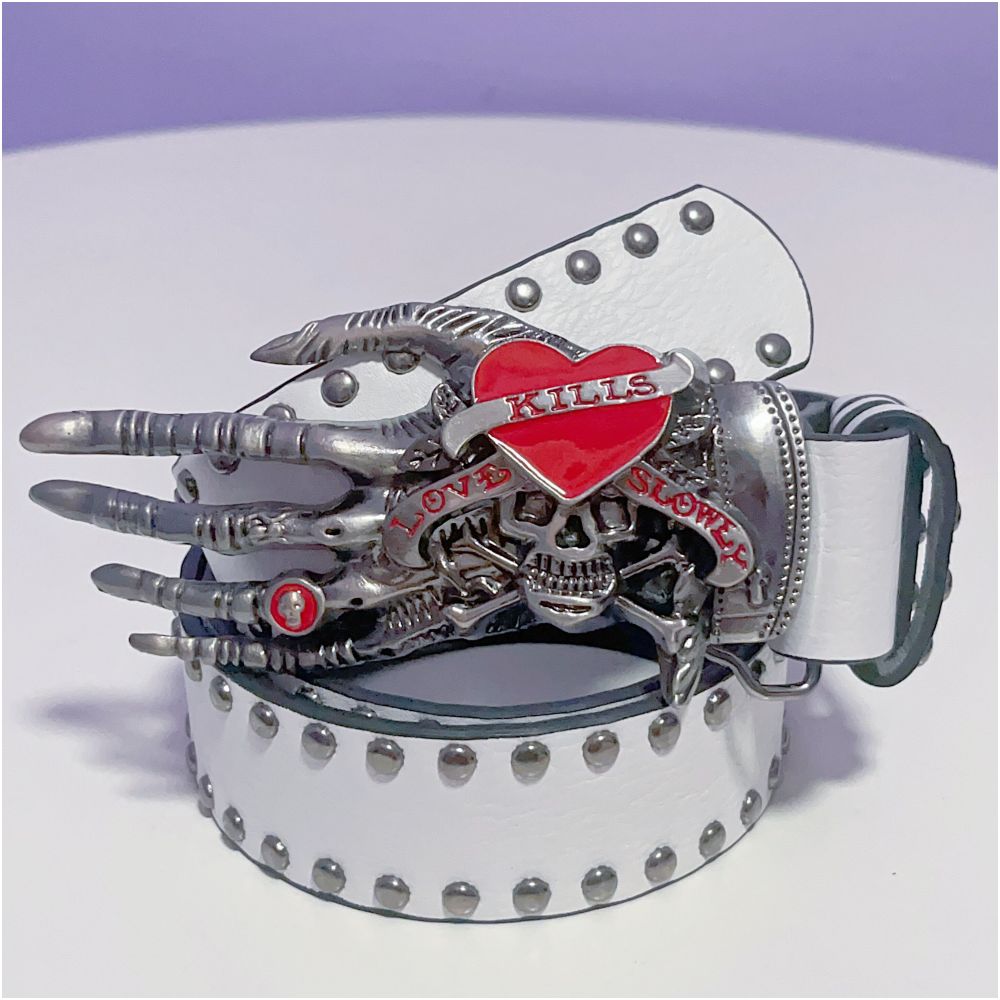 INS Harajuku Y2K Millennium Hot Girl European and American Street Style Letter Guitar Abi Rivet Hip Hop Niche Punk Belt