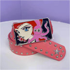 INS Harajuku Y2K Millennium Hot Girl European and American Street Style Letter Guitar Abi Rivet Hip Hop Niche Punk Belt