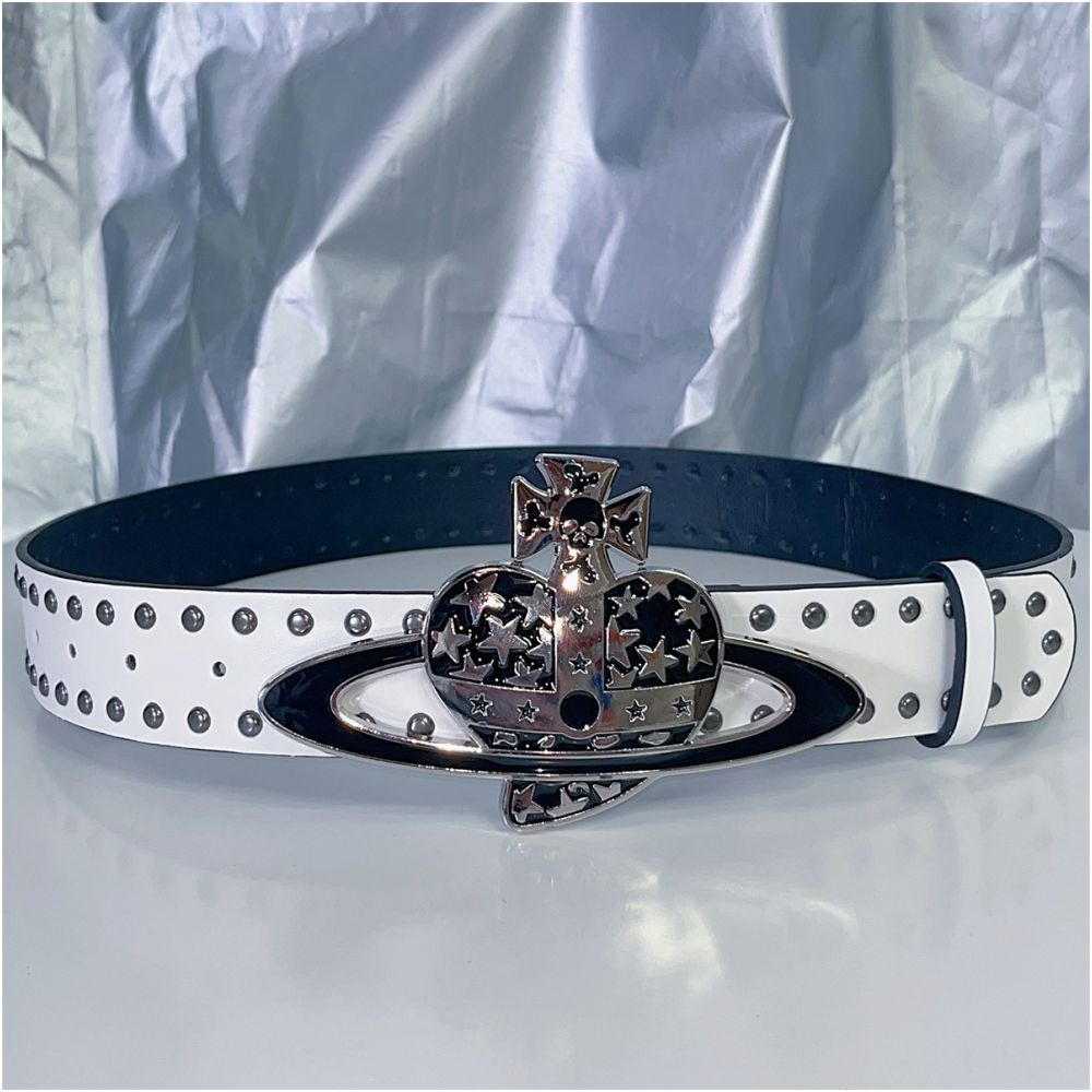 INS Harajuku Y2K Millennium Hot Girl European and American Street Style Letter Guitar Abi Rivet Hip Hop Niche Punk Belt