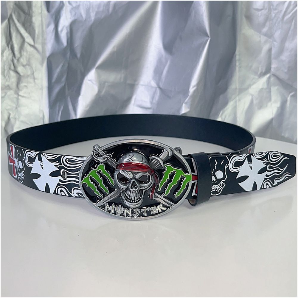 INS Harajuku Y2K Millennium Hot Girl European and American Street Style Letter Guitar Abi Rivet Hip Hop Niche Punk Belt
