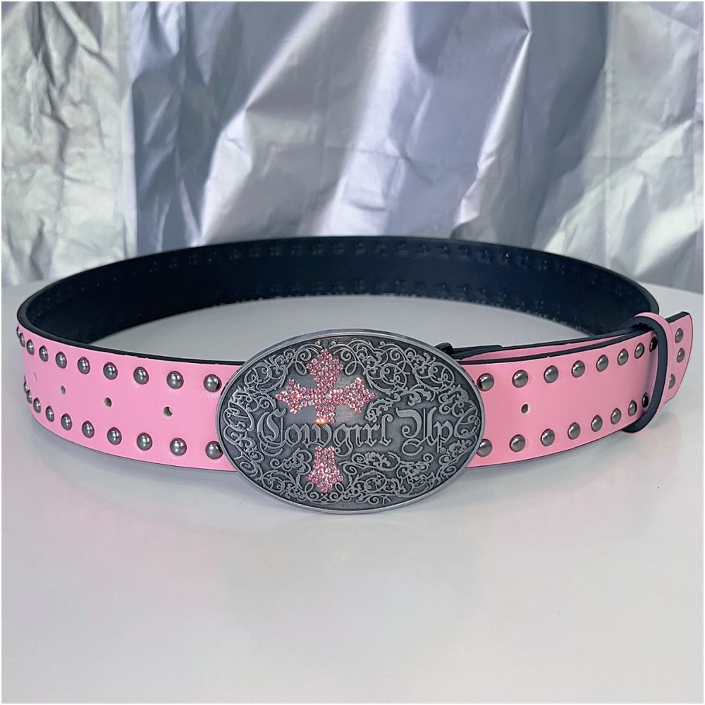 INS Harajuku Y2K Millennium Hot Girl European and American Street Style Letter Guitar Abi Rivet Hip Hop Niche Punk Belt