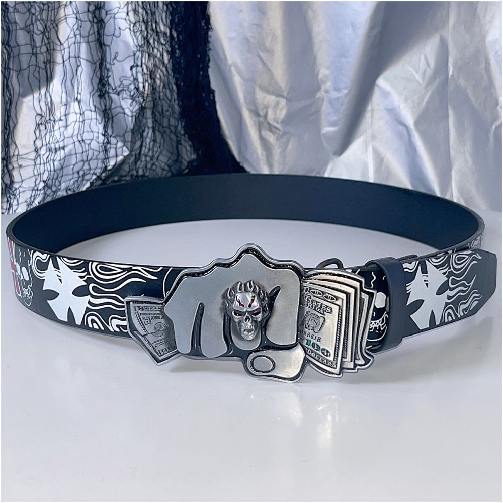 INS Harajuku Y2K Millennium Hot Girl European and American Street Style Letter Guitar Abi Rivet Hip Hop Niche Punk Belt