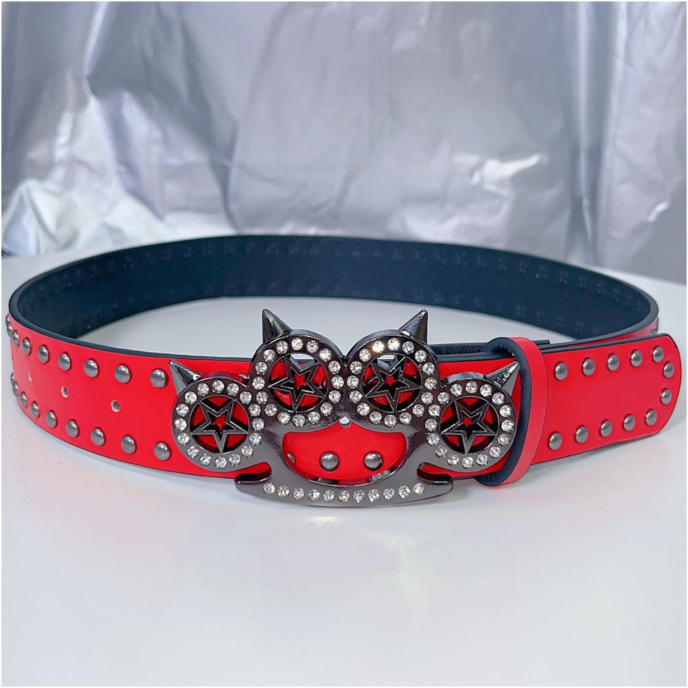 INS Harajuku Y2K Millennium Hot Girl European and American Street Style Letter Guitar Abi Rivet Hip Hop Niche Punk Belt