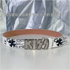 INS Harajuku Y2K Millennium Hot Girl European and American Street Style Letter Guitar Abi Rivet Hip Hop Niche Punk Belt