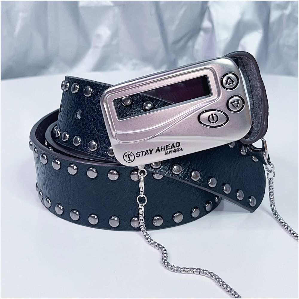 INS Harajuku Y2K Millennium Hot Girl European and American Street Style Letter Guitar Abi Rivet Hip Hop Niche Punk Belt