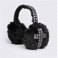 Punk black rivet plush winter personality niche subculture dark cross ear protectors keep warm