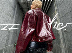 Wang Lixin s same style Punk Ancora 22goodle punk rivet red loose shoulder padded leather jacket jacket