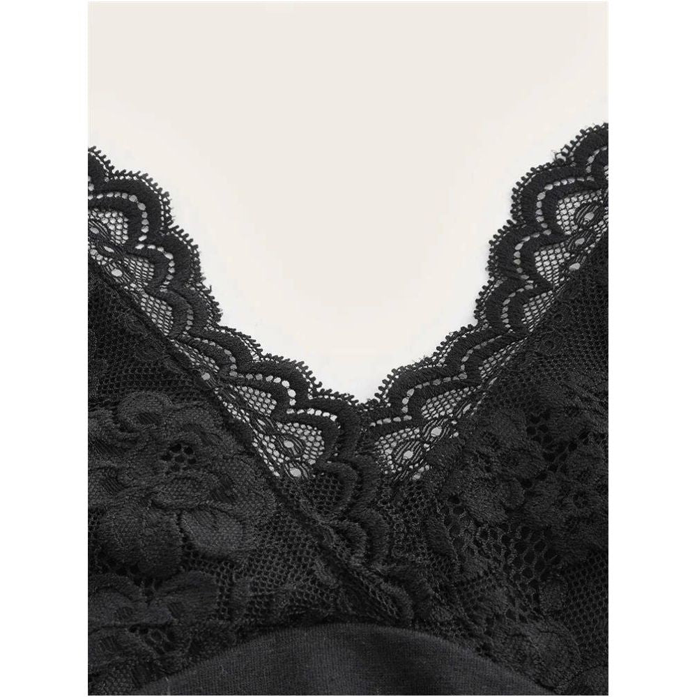 Goth Grunge Punk Black Lace Patchwork Halter Top Women Summe image 3