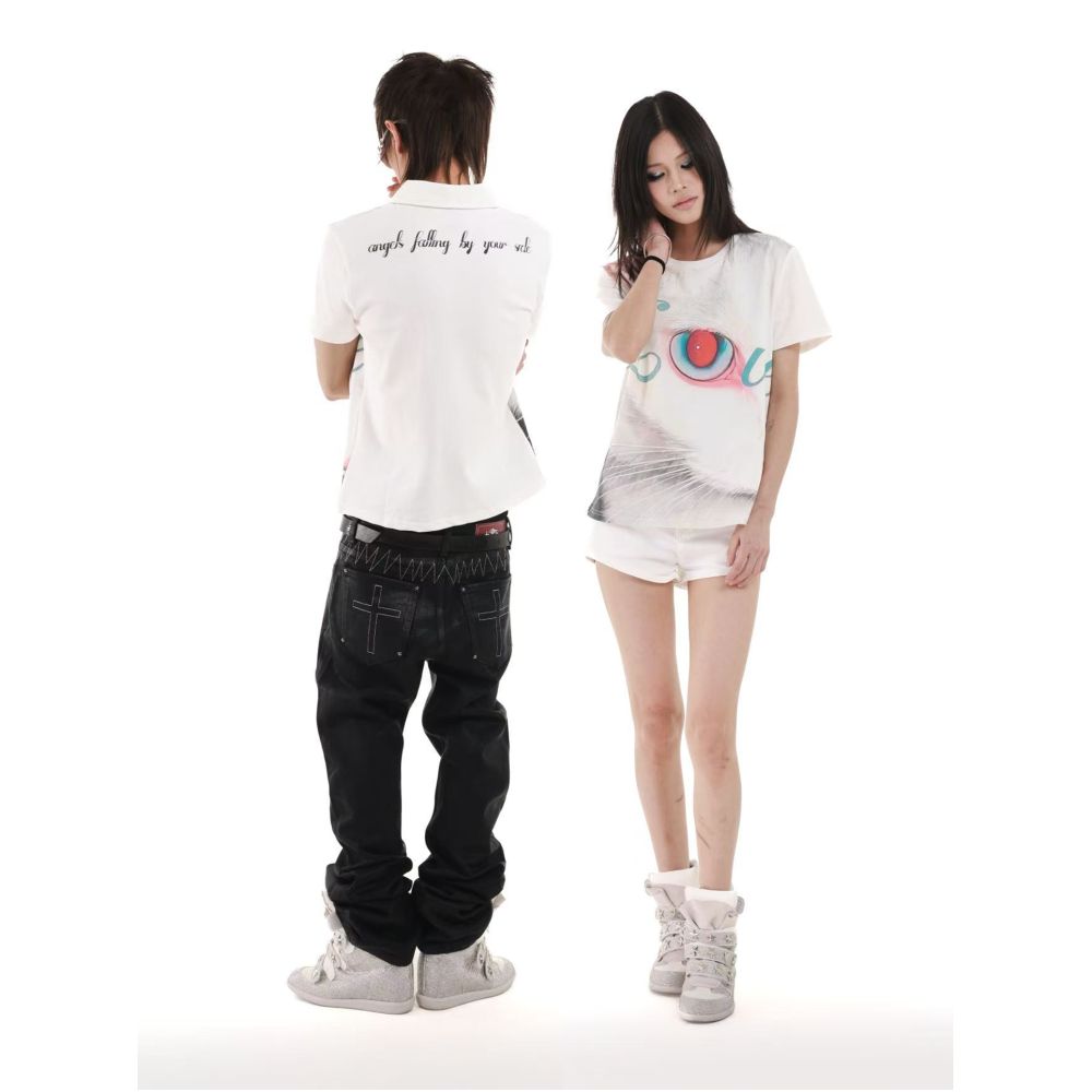 DETW Lingmao Original LOVE Cat Full Panel Digital Print Polo Shirt for Men and Women Slimming and Flattering image 3