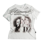 THEWET 2026SS Floral Calligraphy Portrait White Ink Letter Print Ultra Lightweight Slim Fit Short Sleeve Tee image 2