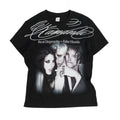 THEWET 2026SS Floral Calligraphy Portrait White Ink Letter Print Ultra Lightweight Slim Fit Short Sleeve Tee image 0
