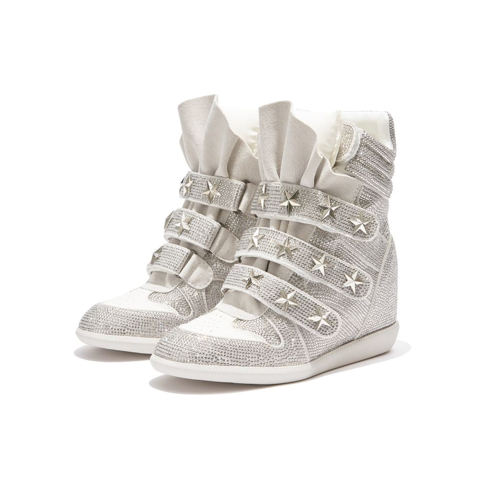 DETW Sparkling Diamond Retro Retro Millennium Electronic Hot Diamond High cut Thick soled High heeled Slope Heel Men s and Women s Sports and Leisure Shoes image 0