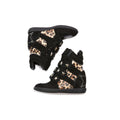 DETW Wilderness Leopard Shadow Retro Retro Retro Leopard Pattern Leather Rivet High Boost Thick Bottom Height Increase Slope Heel Men s and Women s Sports Shoes