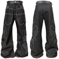 DETW 25ss Totem original niche scimitar original cow snake pattern embroidered wide leg commuting daily jeans