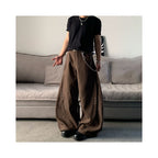 MKCLOT American Cleanfit Brown Spliced Rivet Bending Knife Western Pants for Men Baggy Loose Wide Leg Pants image 2