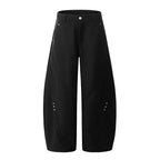 MKCLOT American Cleanfit Brown Spliced Rivet Bending Knife Western Pants for Men Baggy Loose Wide Leg Pants