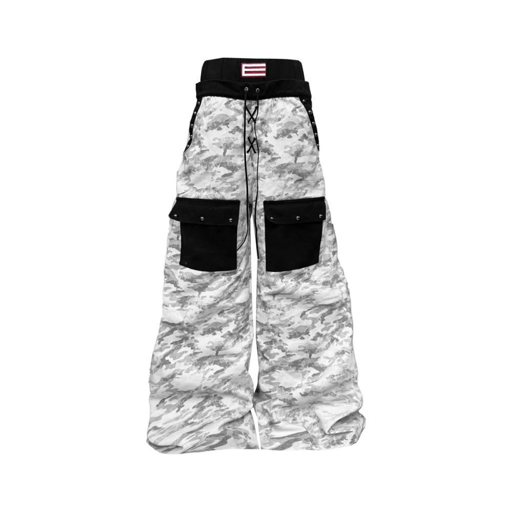 DETW 25AW Camouflage Original Niche Double Waist Custom Dirty Dyed Denim Layered Straight Wide Leg Pants for Men and Women image 0