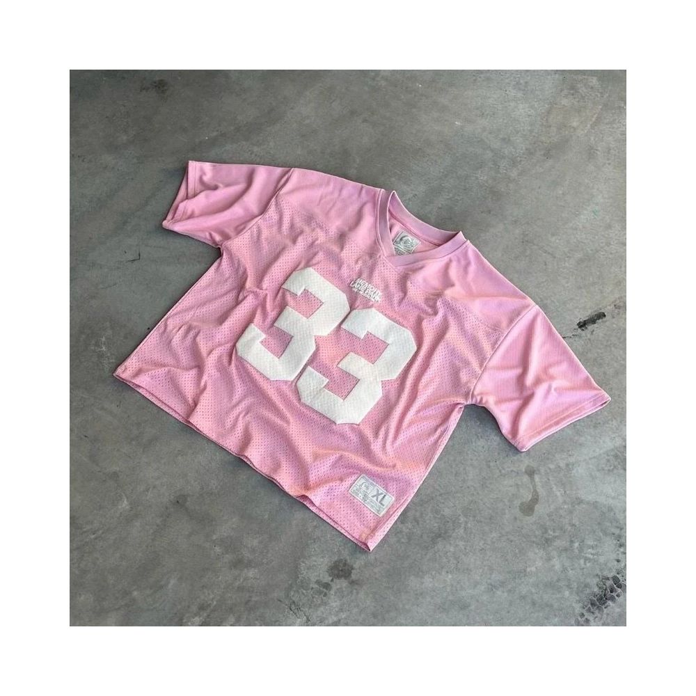 American Y2k hip hop new gothic v neck letter print sports short sleeved street clothing couple pattern T shirt