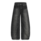 Woostop retro bamboo striped black curved knife jeans for men and women loose American wide leg baggy pants image 5