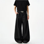 Woostop American high end curved knife suit pants for men and women loose and hanging wide leg pants black sickle shaped pants image 3