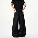 Woostop American high end curved knife suit pants for men and women loose and hanging wide leg pants black sickle shaped pants image 4