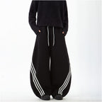 Woostop retro striped gray curved sword guard pants for men and women loose American sports and casual pants with a design sense image 3
