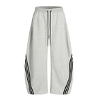 Woostop retro striped gray curved sword guard pants for men and women loose American sports and casual pants with a design sense image 5