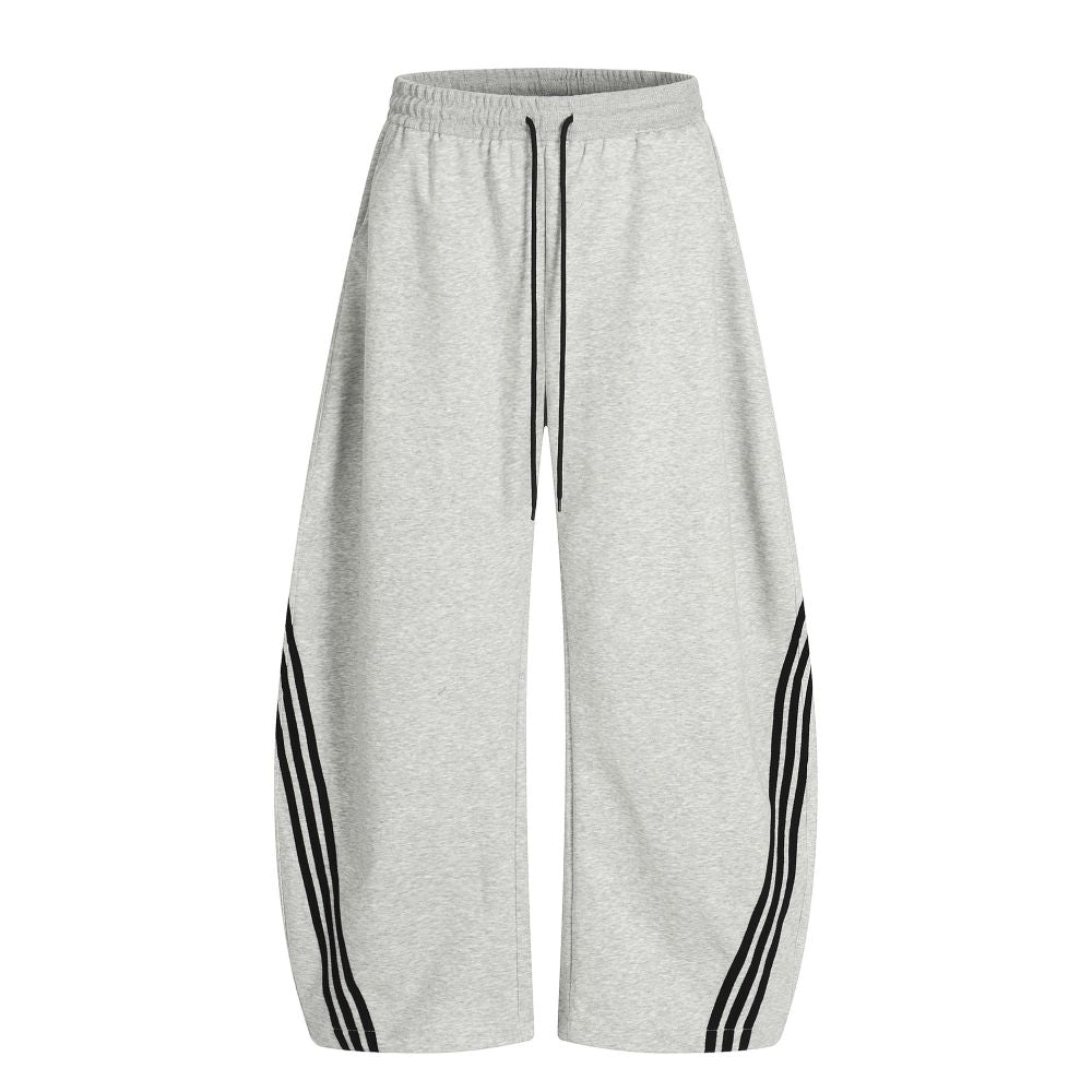 Woostop retro striped gray curved sword guard pants for men and women loose American sports and casual pants with a design sense image 5