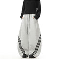 Woostop retro striped gray curved sword guard pants for men and women loose American sports and casual pants with a design sense