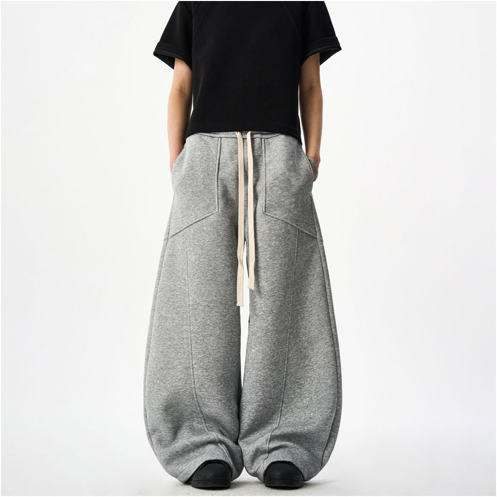 Woostop American retro sports curved sword guard pants for men and women loose and relaxed casual pants lazy wide leg pants image 1