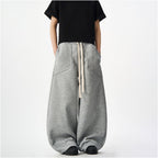 Woostop American retro sports curved sword guard pants for men and women loose and relaxed casual pants lazy wide leg pants image 2