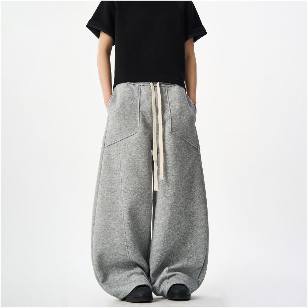 Woostop American retro sports curved sword guard pants for men and women loose and relaxed casual pants lazy wide leg pants image 2