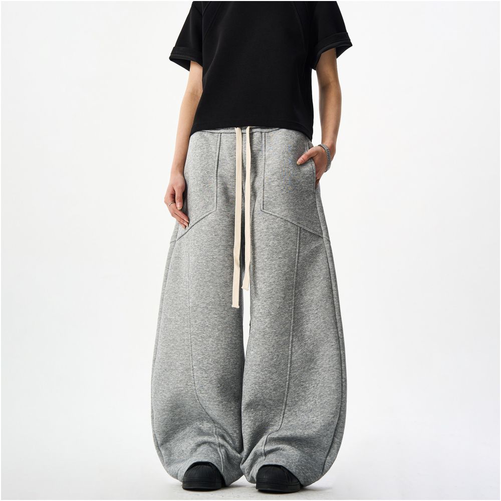 Woostop American retro sports curved sword guard pants for men and women loose and relaxed casual pants lazy wide leg pants image 3